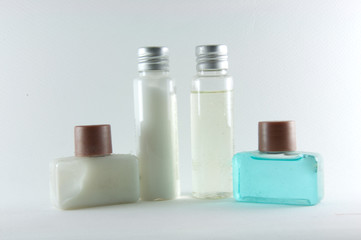 A lot of bottle with cream