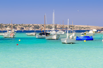 estany des peix in Formentera lake anchor boats