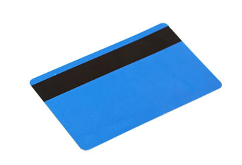 blue credit card isolated over the white background