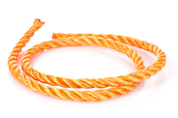 close up of color  rope on white background