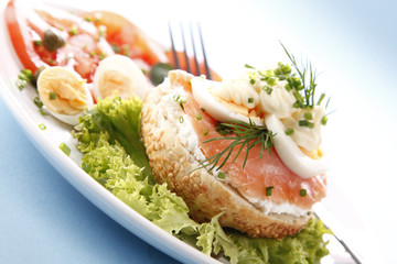 Tasty sandwich with salmon