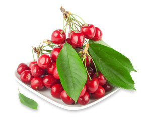 Fresh ripe cherries on a white background isolated