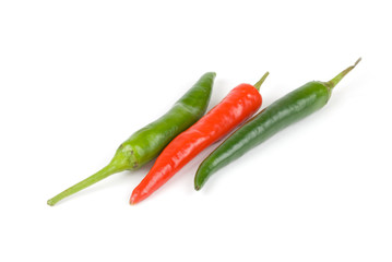 chilli peppers on white background