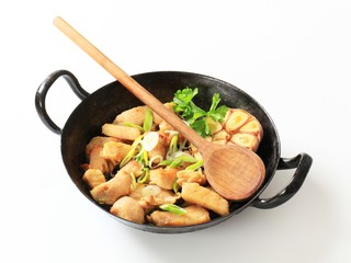 Preparing chicken stir fry