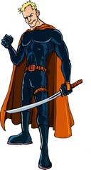 Super-héros Ninja de dessin animé avec une épée
