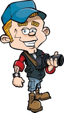 Cartoon photo journalist with a camera