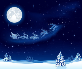 Christmas background with Santa’s sleigh