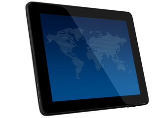 Tablet Computer with world map