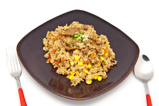 fried rice with pork and vegetable, japan food style