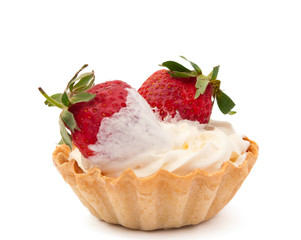 strawberries and cream in a basket