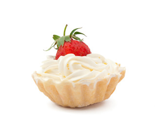 strawberries and cream in a basket
