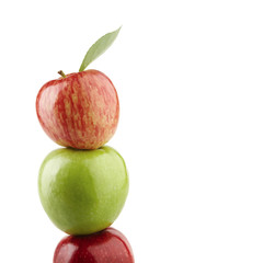 Group of different apples on a white background