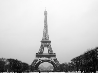 Eiffel tower under snow