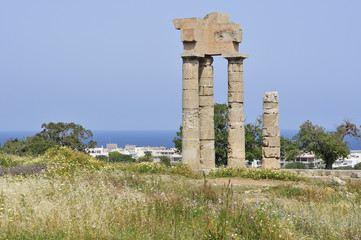 The Temple of Pythian Apollo, Acropolis, Rhodes Town, Greece.