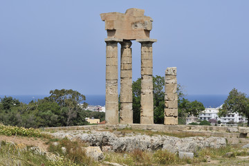 The Temple of Pythian Apollo, Acropolis, Rhodes, Greece.