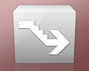 Box-shaped Icon (red b/g) "Downstairs"