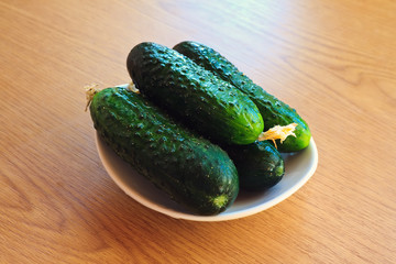 cucumbers and white plate