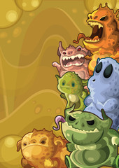 Cute monsters vertical background