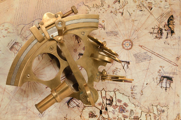 Sextant on old map