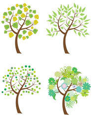 set of green trees