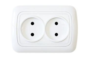 white electric outlet isolated on white background.
