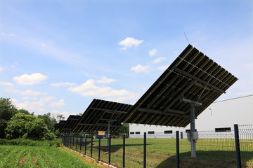 Solar Power Station in the green spring Nature