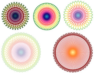 Set of 5 Colorful Spirographs