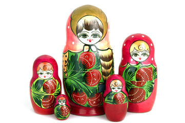 Russian souvenir a toy the Nested doll on a white background