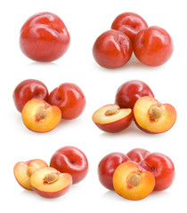 set of red plums images
