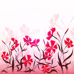 Decorative floral background with red pinks pattern.