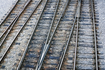 Fototapeta na wymiar Railway, tracks with rocky background