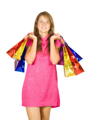 lovely girl with shopping bags