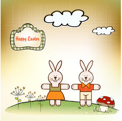 Easter background with rabbits