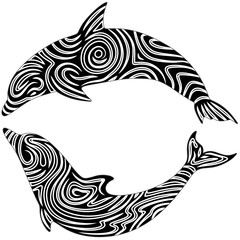 Delfino Tatuaggio-Dolphin Tattoo-Vector