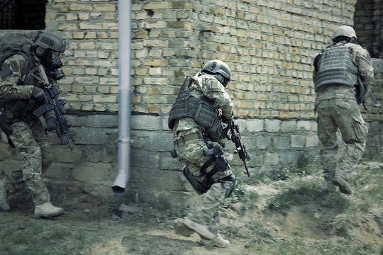 Special forces soldiers  in action