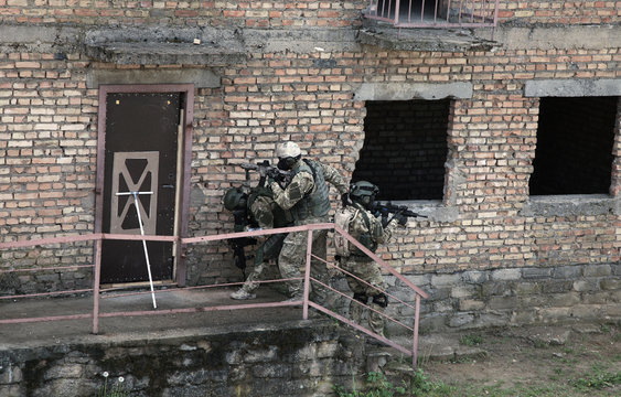 Special forces soldiers  in action