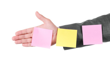 Hand and note paper