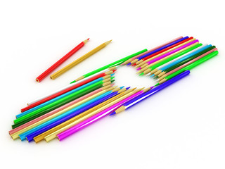 Pencils laid out in the shape of a heart