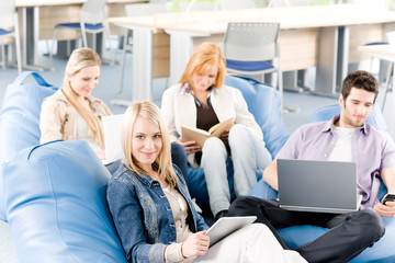 Group of young students at high school