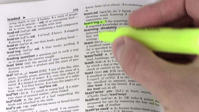 Dictionary term LEARNING highlighted- HD