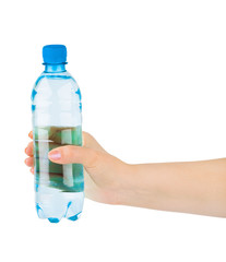 Hand with water bottle