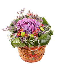 Beautiful flowers in a basket