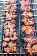 Grilled  chicken in Klong Rangsit in Thailand.