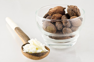 spoon with shea butter and nuts