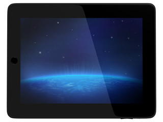 Tablet Computer with Earth view from space