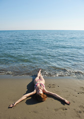 young woman relax  on beach