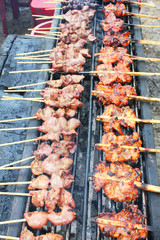Grilled chicken in Klong Rangsit in Thailand.