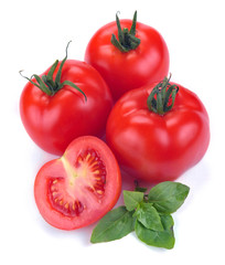 red tomatoes with basil