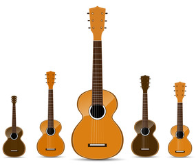 Fototapeta premium set of classical acoustic guitar isolated on white background