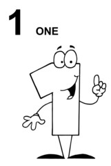 Friendly Outlined Number 1 One Guy With Text